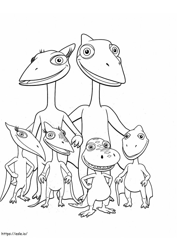 Perheen dinosaurus värityskuva