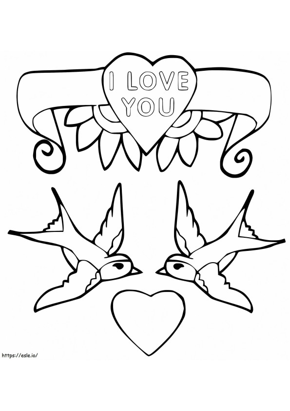Valentine Bird Couple coloring page