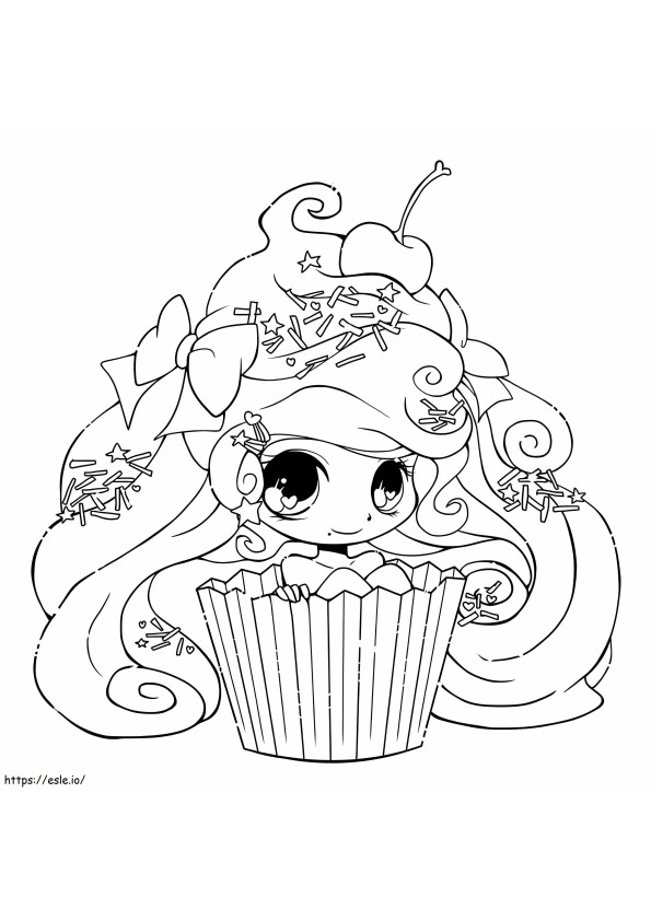 Cupcake De Nina Kawaii para colorir