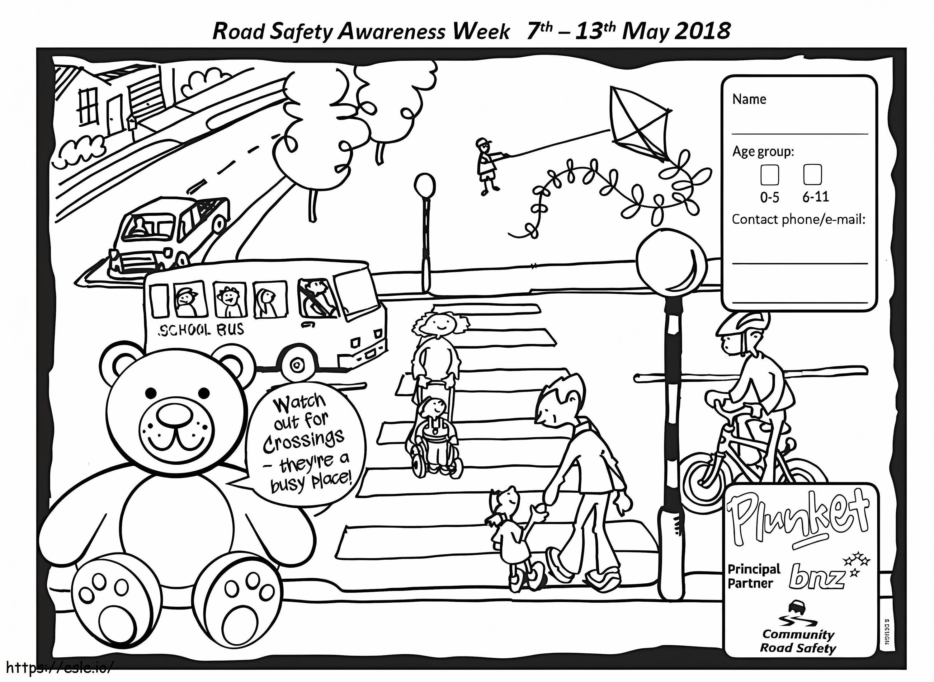 Coloriage Semaine de sensibilisation à la sécurité routière à imprimer dessin