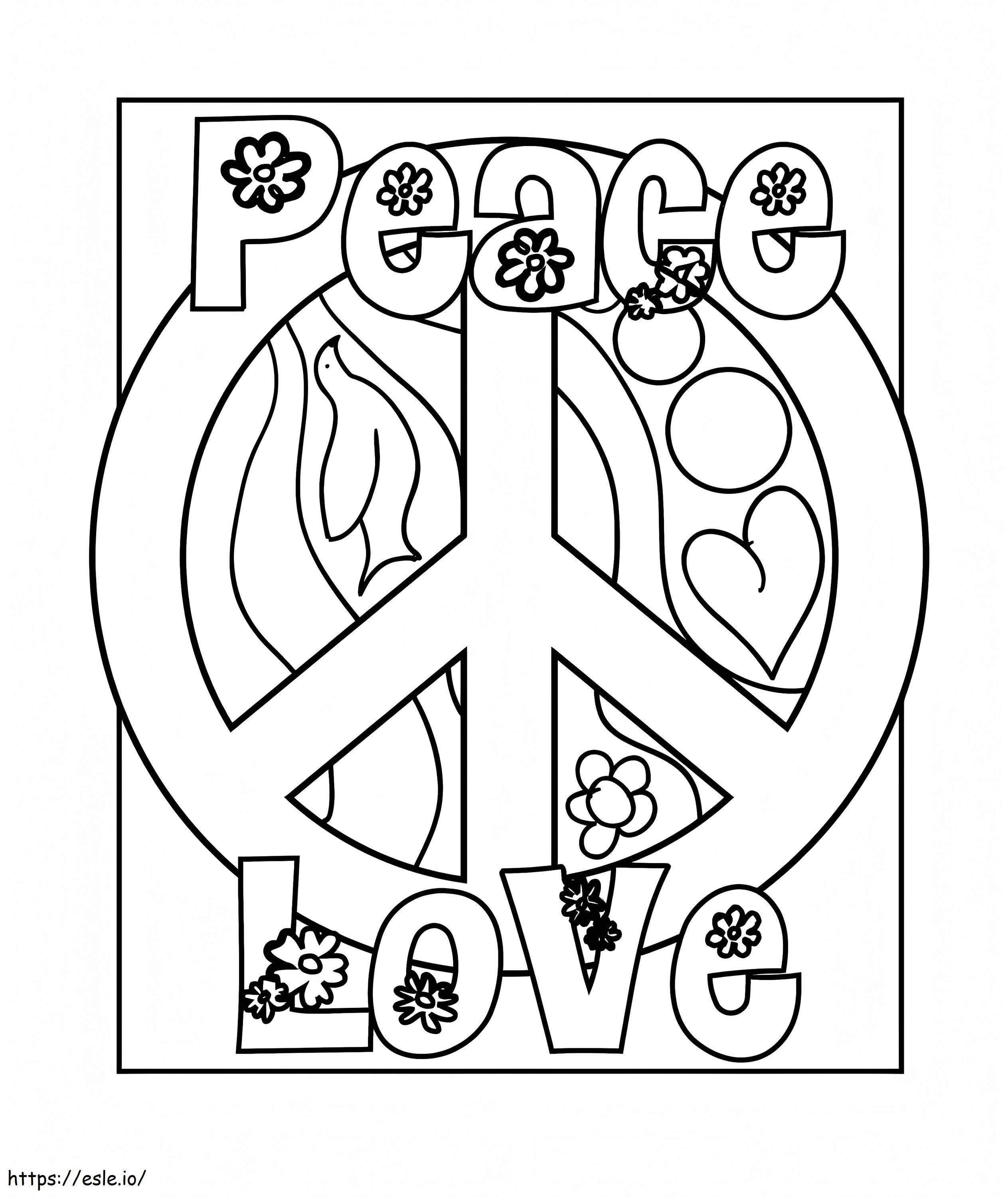 Coloriage Paix Amour à imprimer dessin