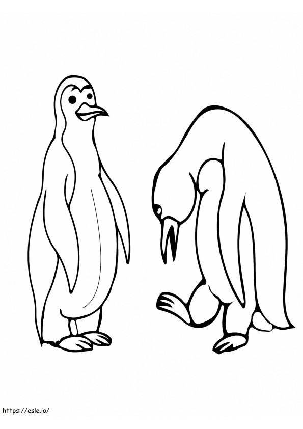 Coloriage Deux pingouins animaux arctiques à imprimer dessin