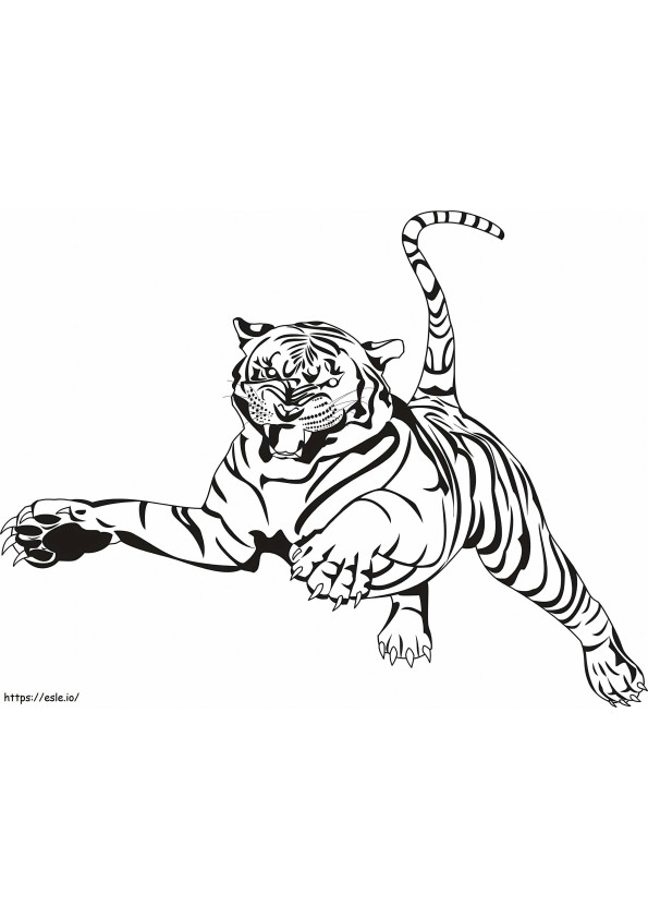 Ataque de tigre para colorir