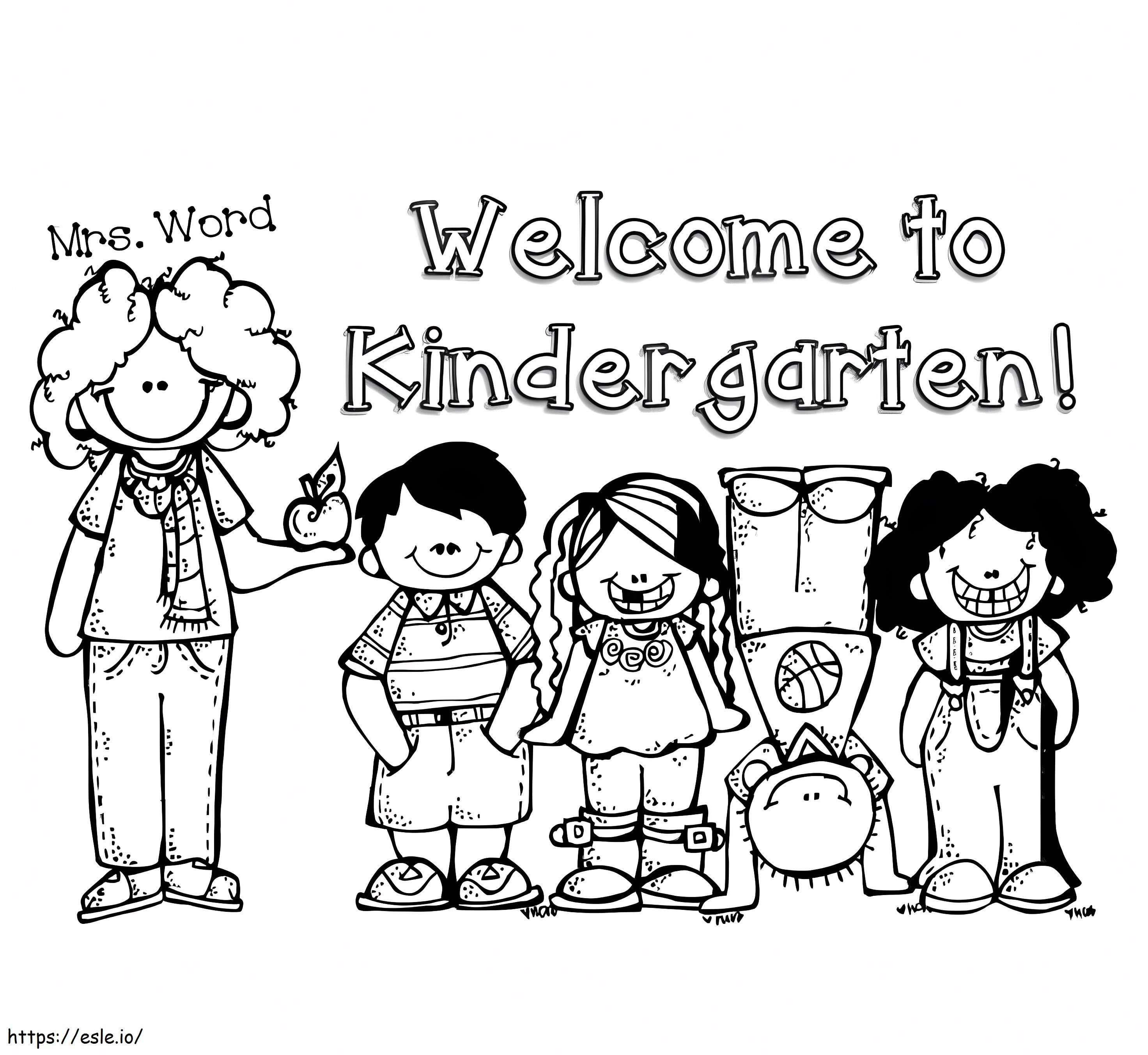Bem-vindo ao jardim de infância para colorir
