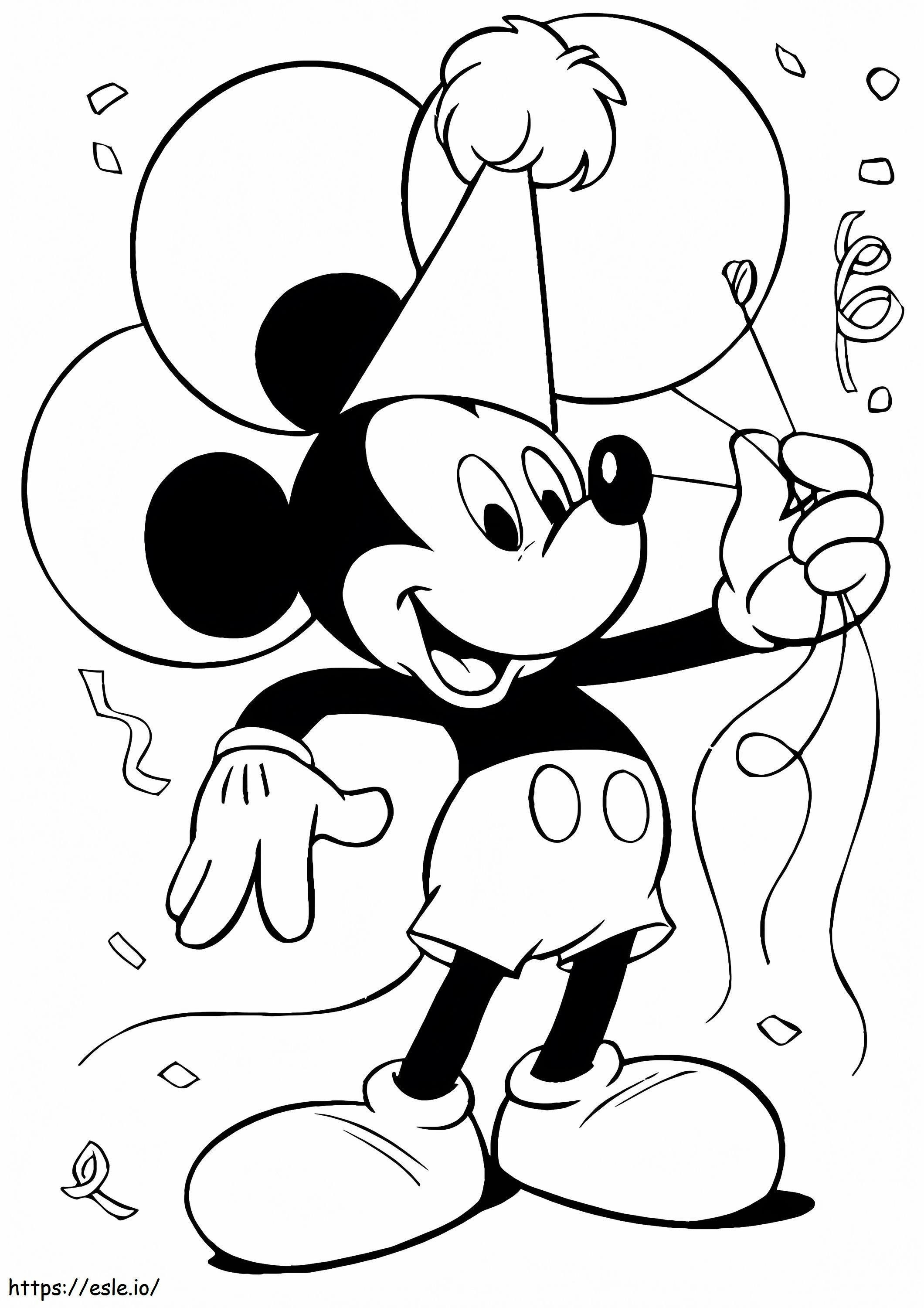 Micky Mouse con globos para colorear