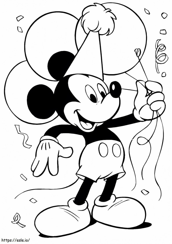 風船を持つミッキーマウス ぬりえ - 塗り絵