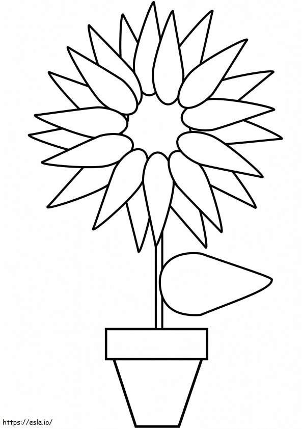 Sunflower In A Pot coloring page