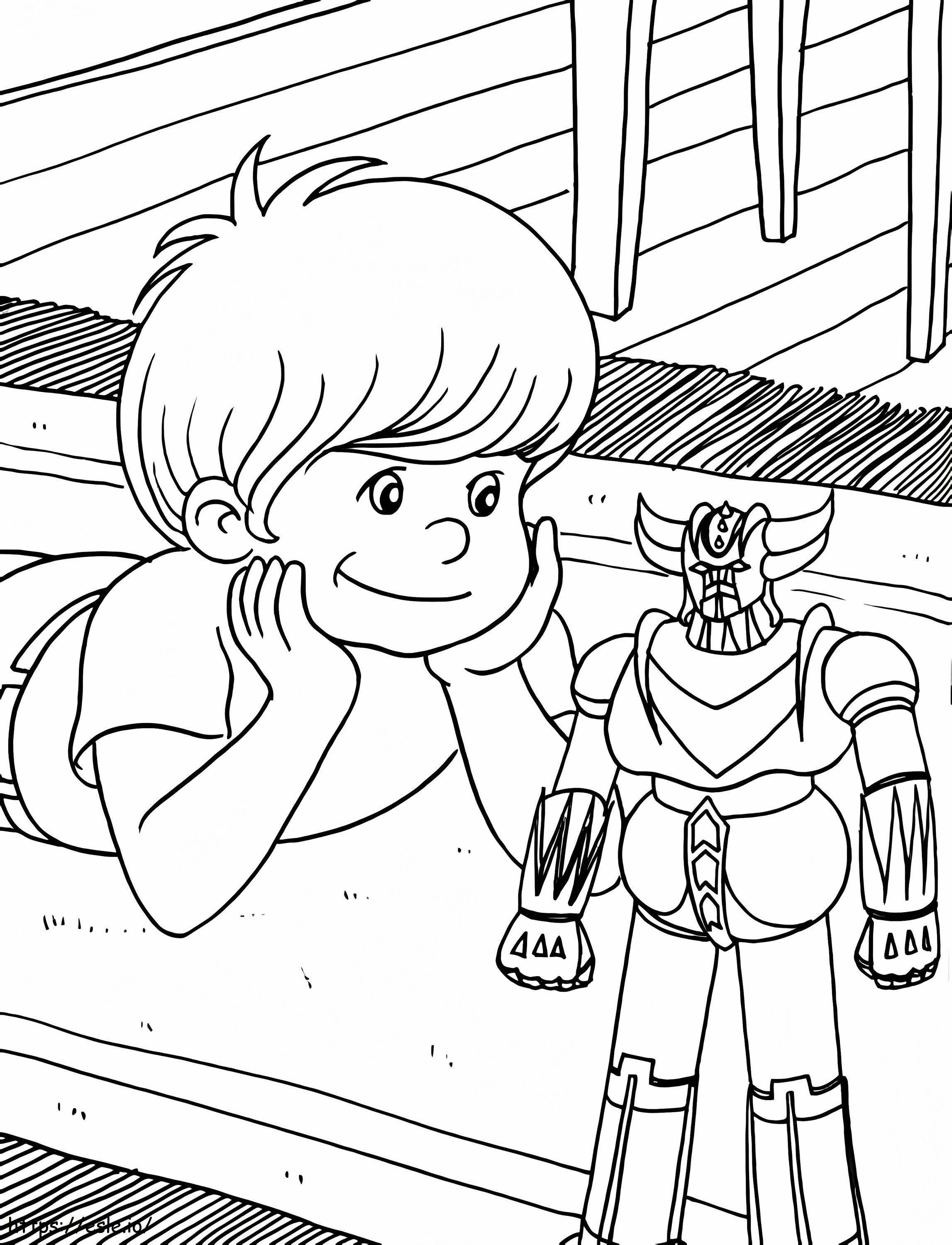 Goldorak Toy And Child coloring page