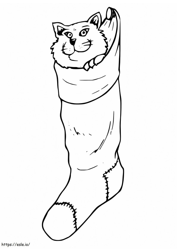 A Cat In Christmas Stocking coloring page