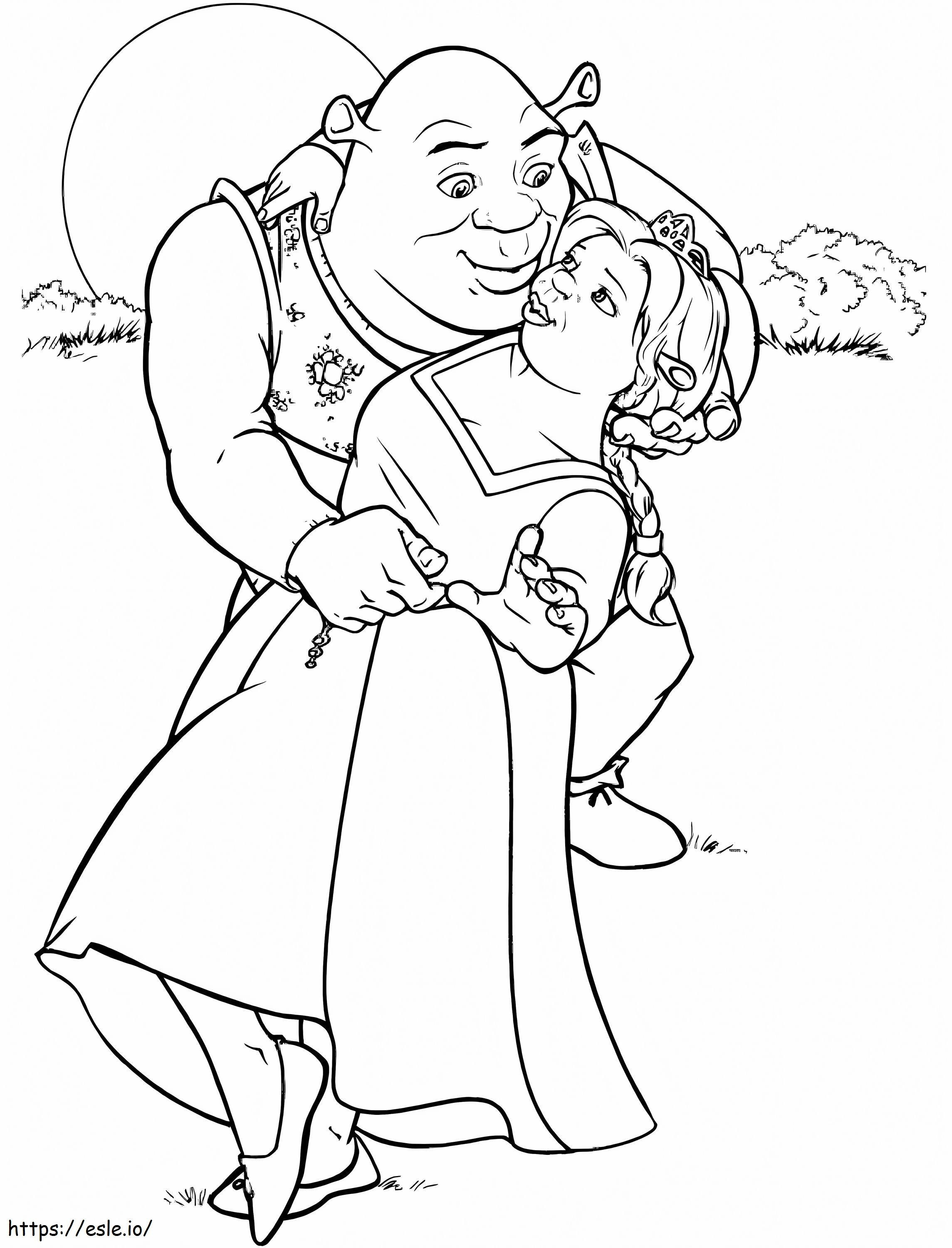1568991163 Shrek Dancing With Fiona A4 coloring page