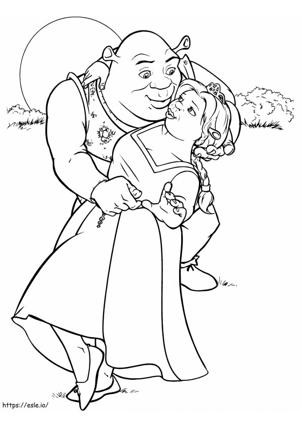 1568991163 Shrek Dancing With Fiona A4 coloring page