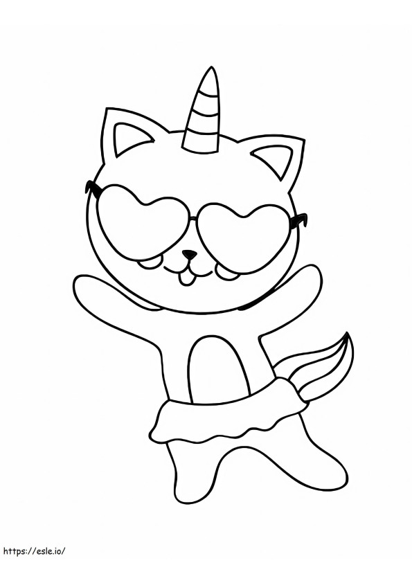 Unicorn Cat Dancing coloring page