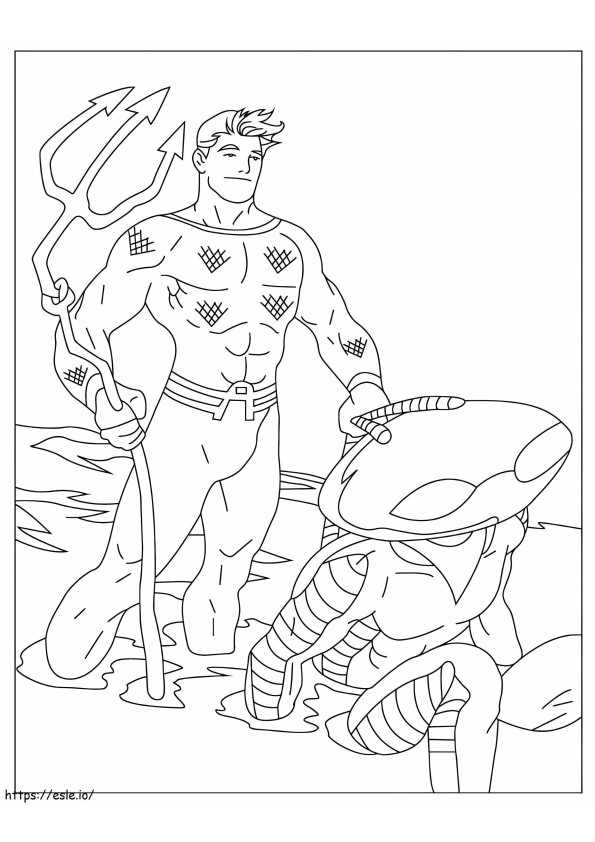 Aquaman cattura una manta da colorare