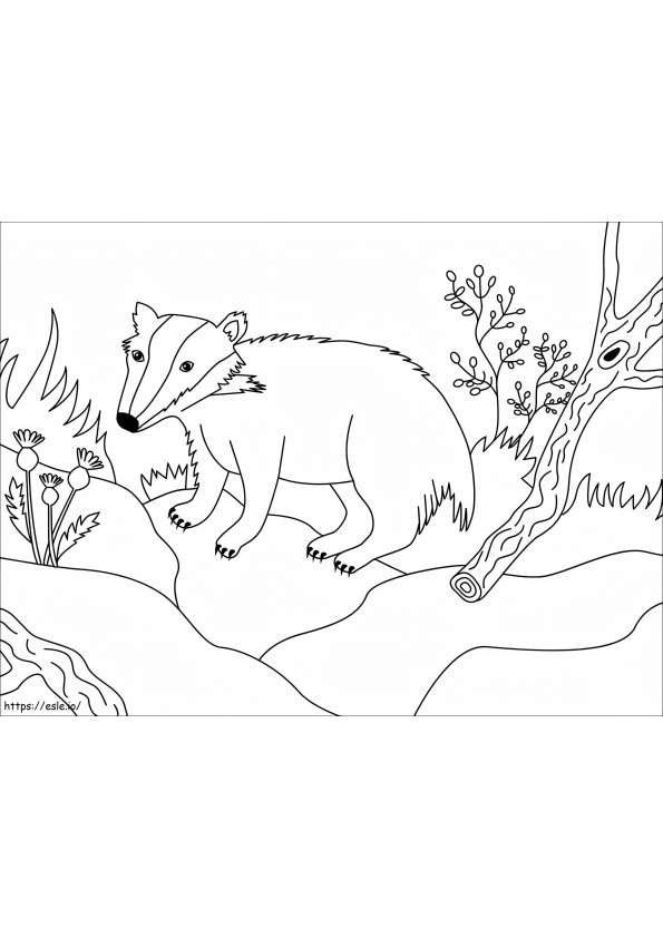 Kawaii Badger coloring page