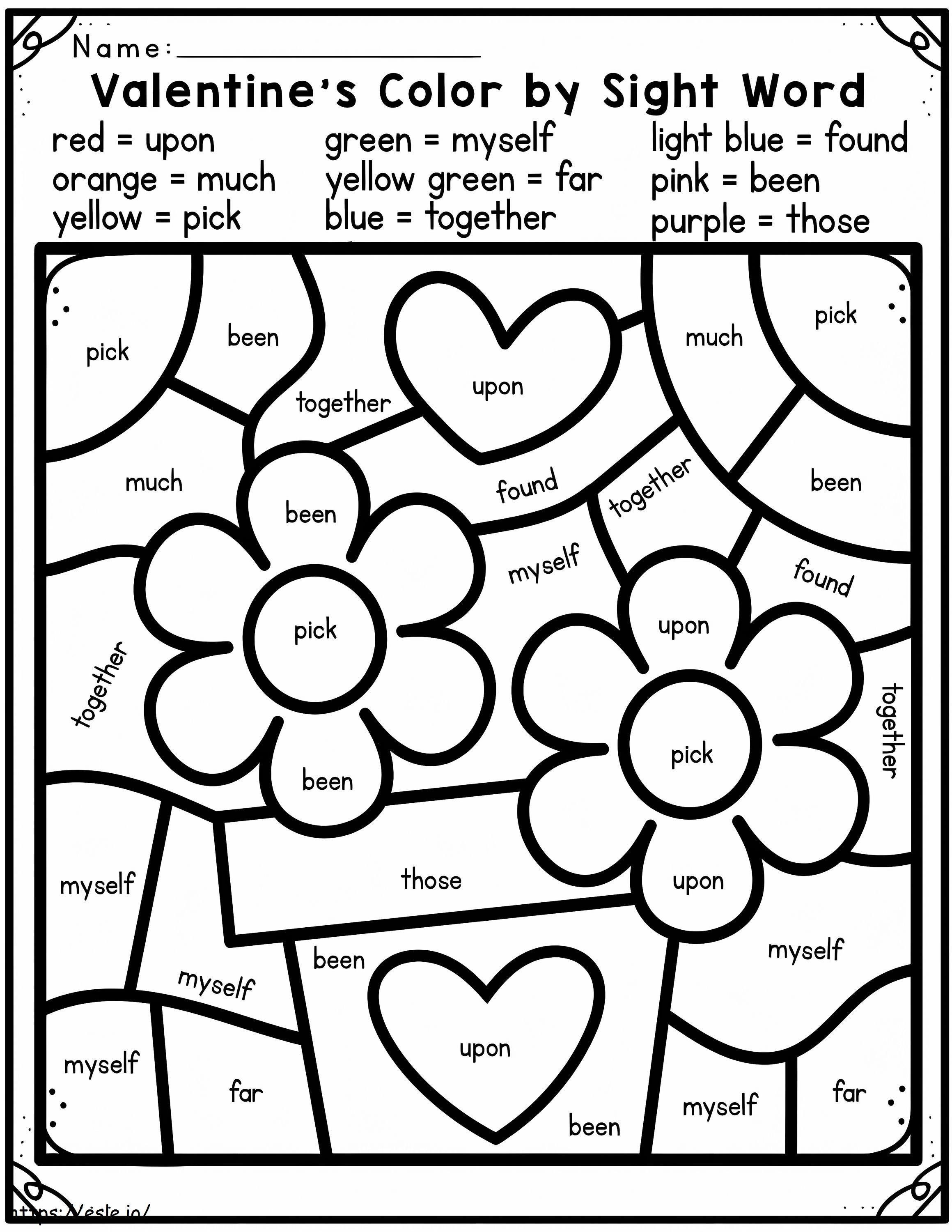 Palabras visuales de San Valentín para colorear