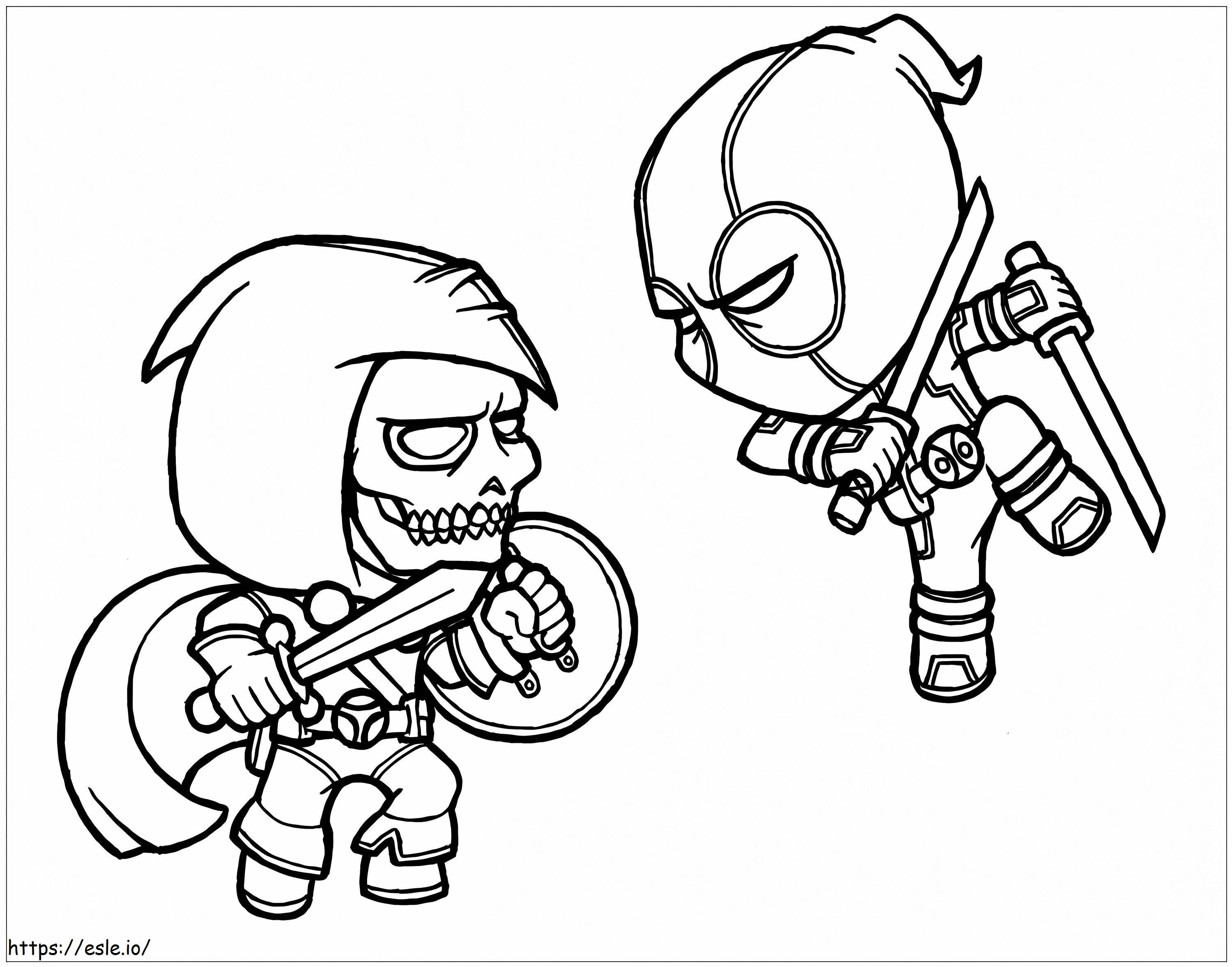 Coloriage Deadpool contre Monstruo à imprimer dessin