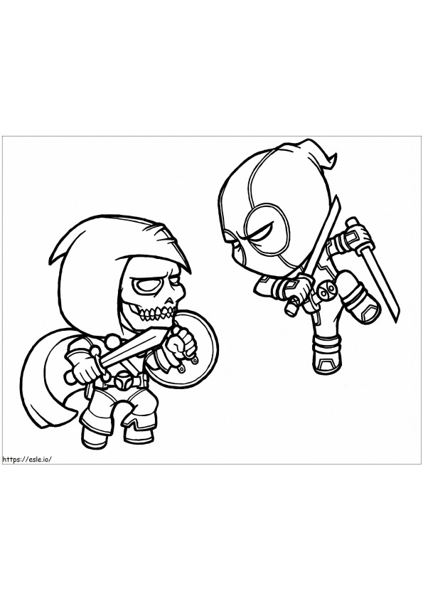 Coloriage Deadpool contre Monstruo à imprimer dessin