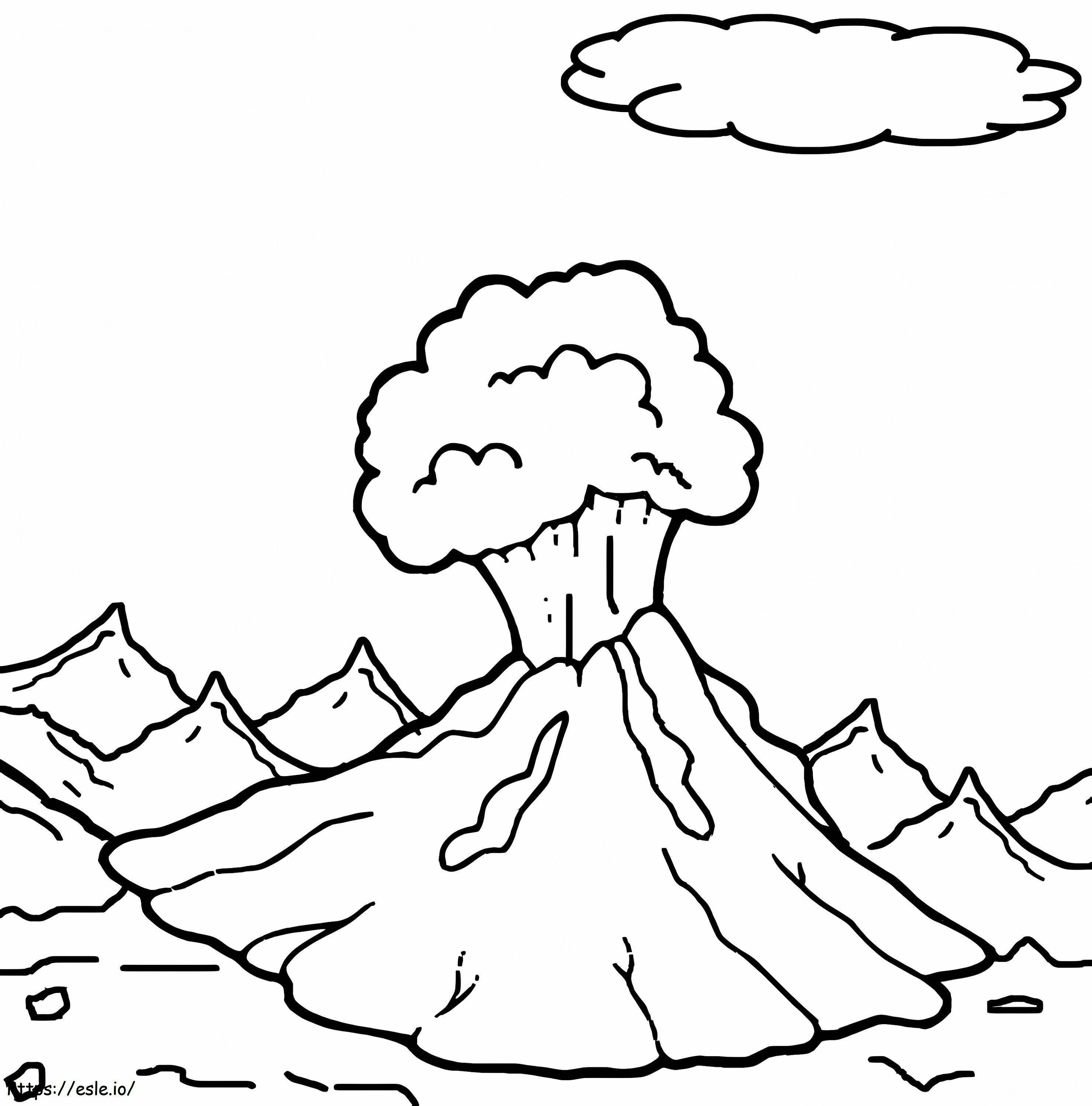 火山の噴火 ぬりえ - 塗り絵