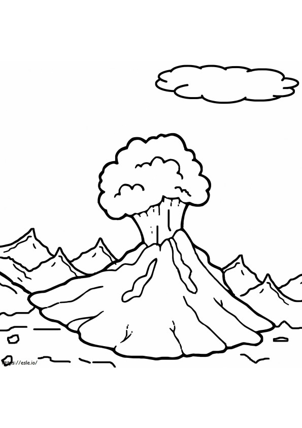 Vulkaanuitbarsting kleurplaat