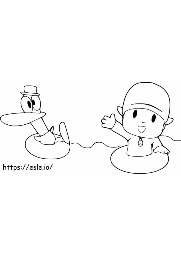 Pocoyo And Pato Swimming coloring page