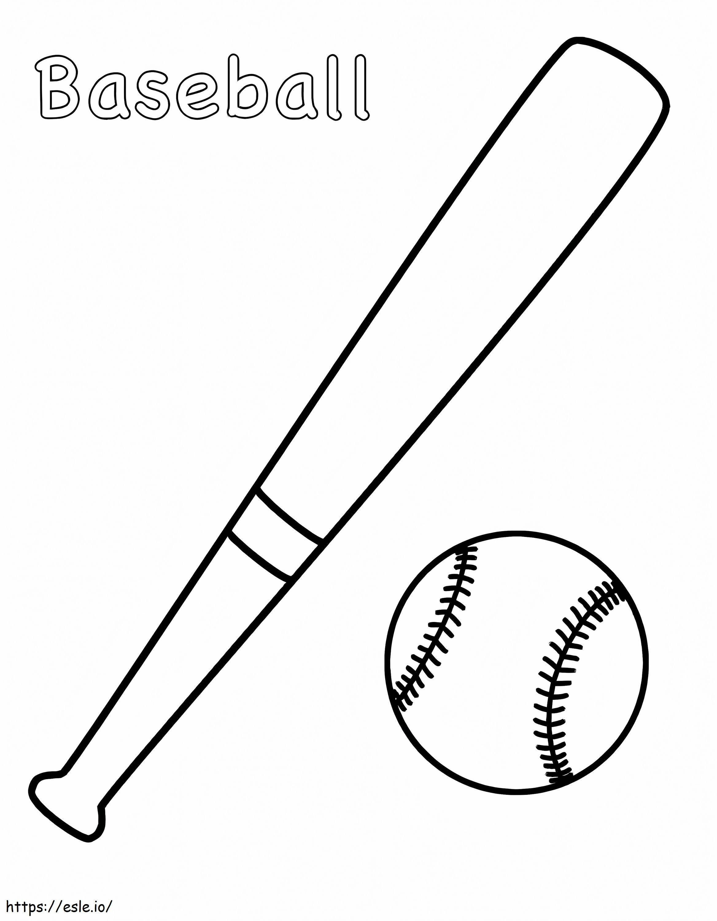 Bate de béisbol y pelota para colorear