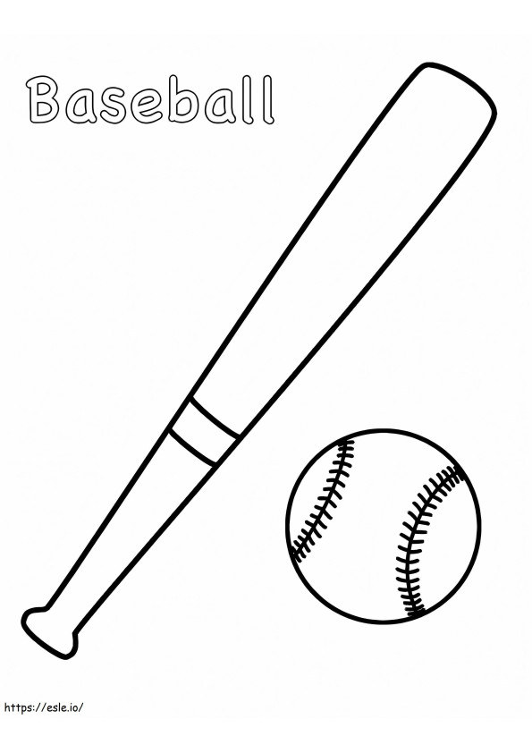 野球のバットとボール ぬりえ - 塗り絵