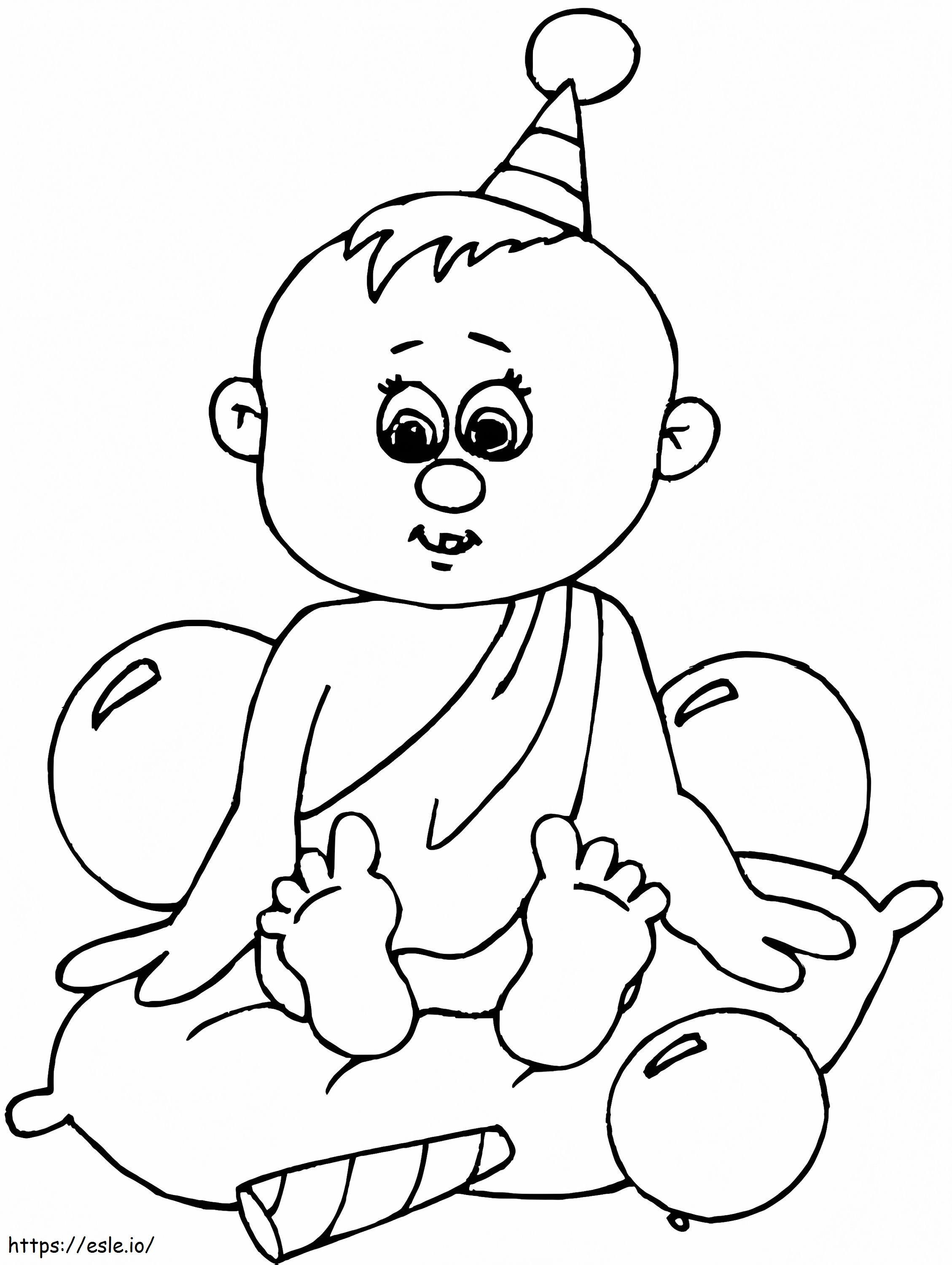 Party Baby Coloring Page - Free Printable for Kids
