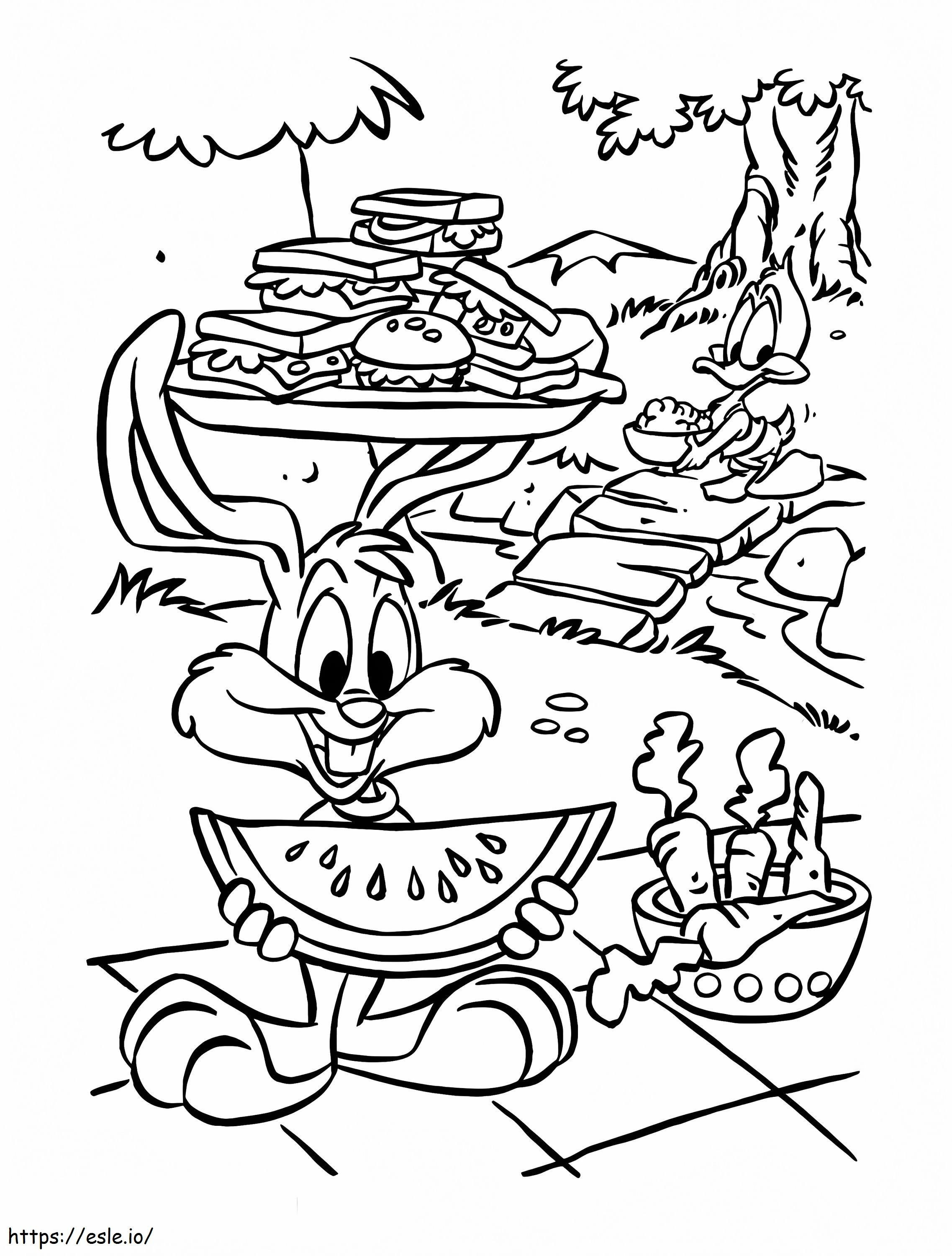 Buster Bunny auf einem Picknick ausmalbilder