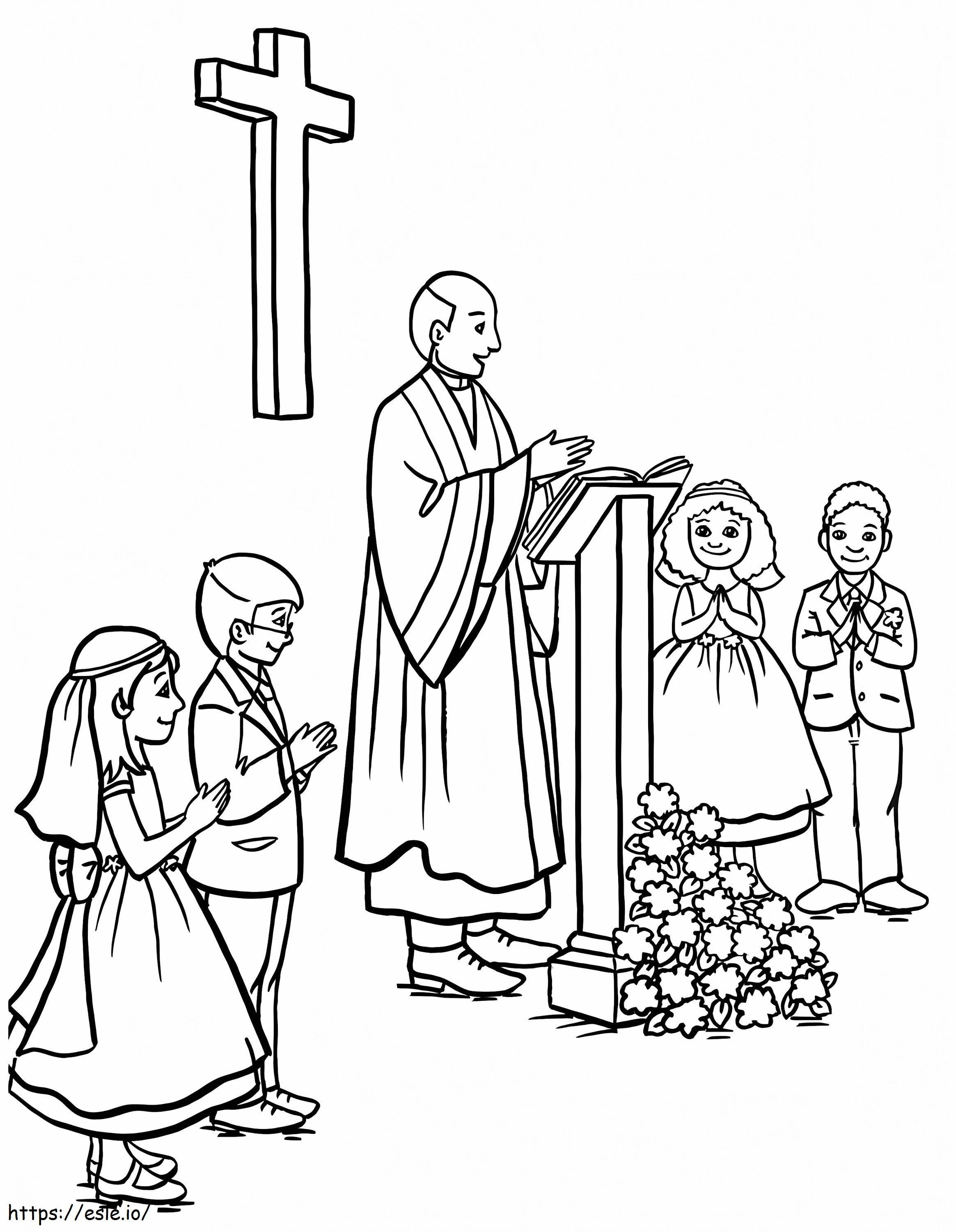 Kinder während der Kirchenkommunion ausmalbilder