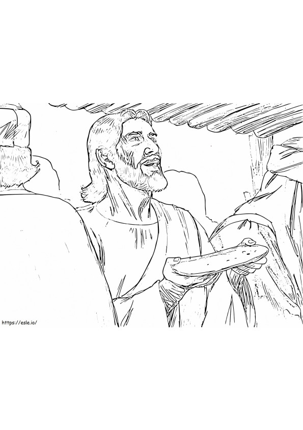Jesus With Bread At Last Supper coloring page