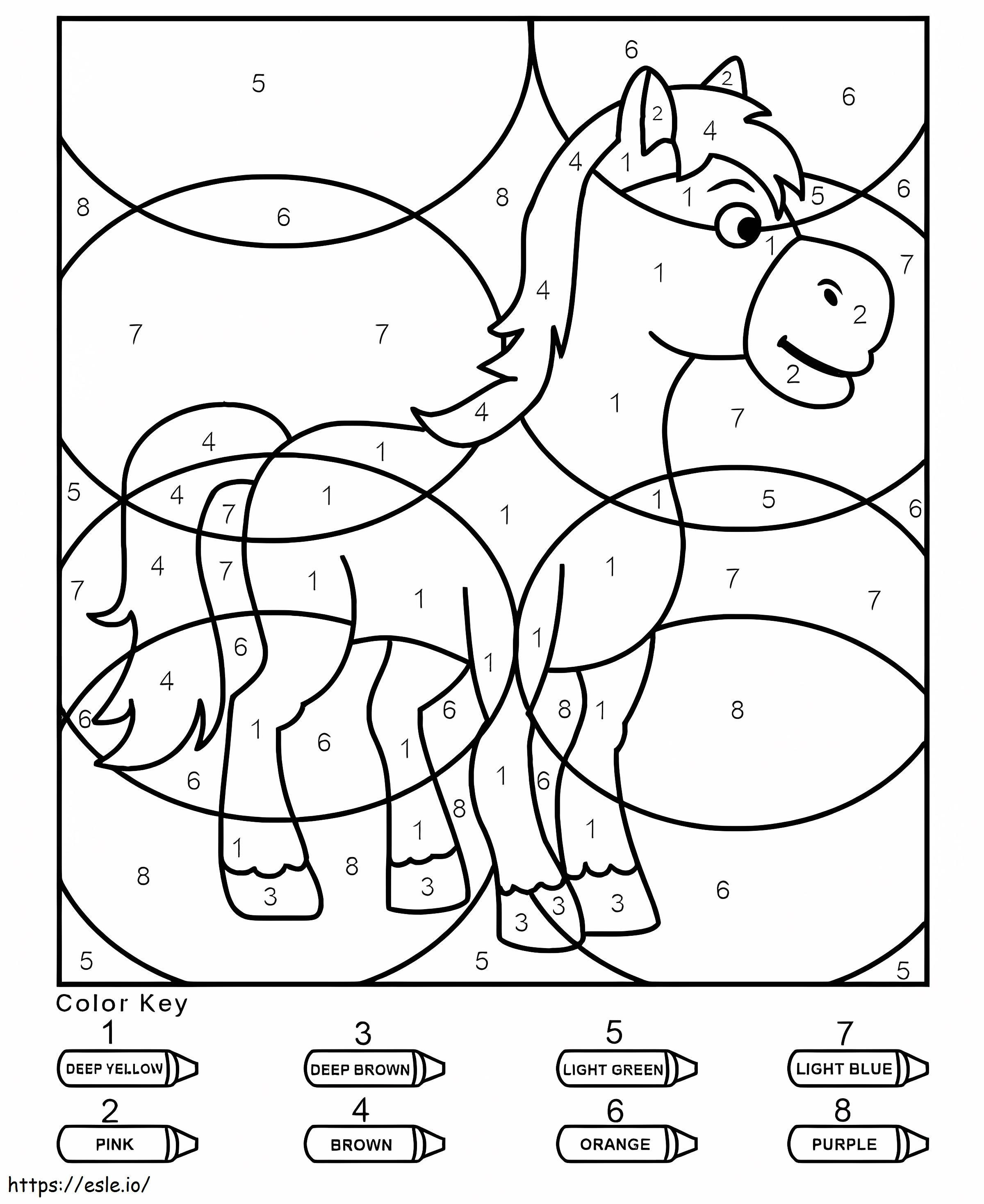 Coloriage Couleur de cheval mignon par numéro à imprimer dessin