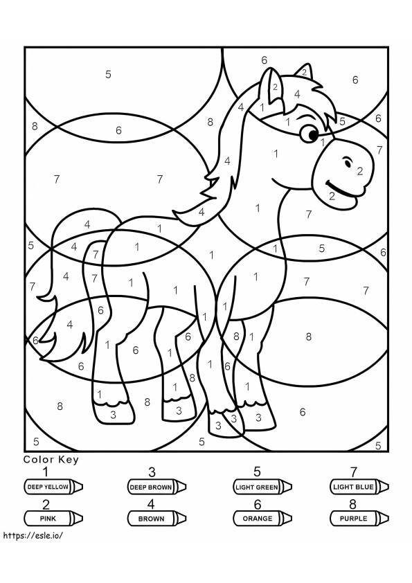 Coloriage Couleur de cheval mignon par numéro à imprimer dessin