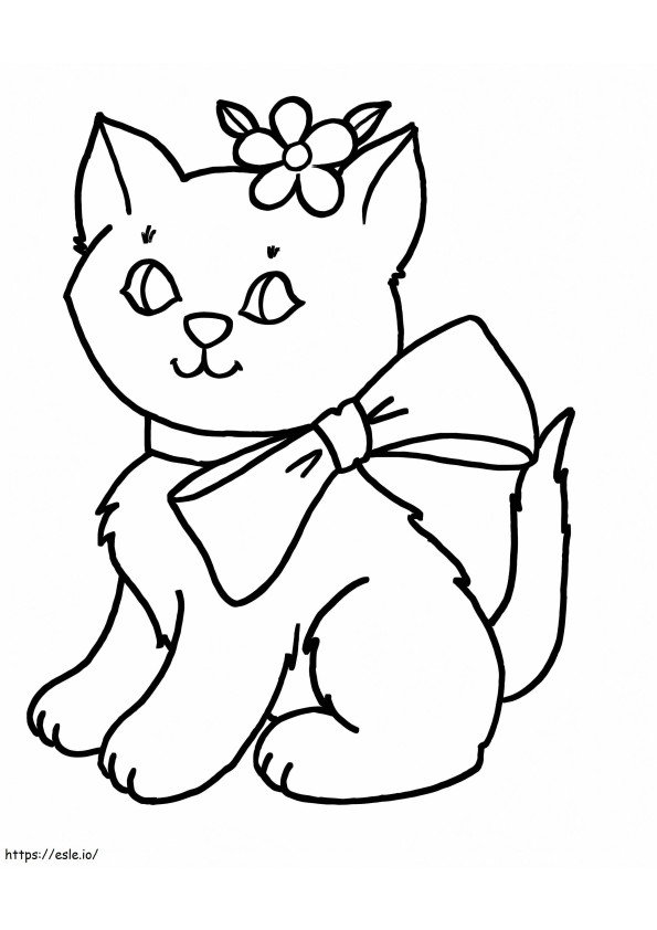 1532746650 Cat With Bow A4 coloring page