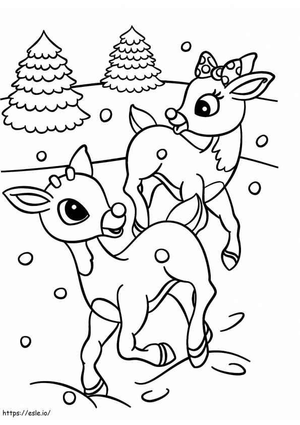 Dos Rudolph coloring page