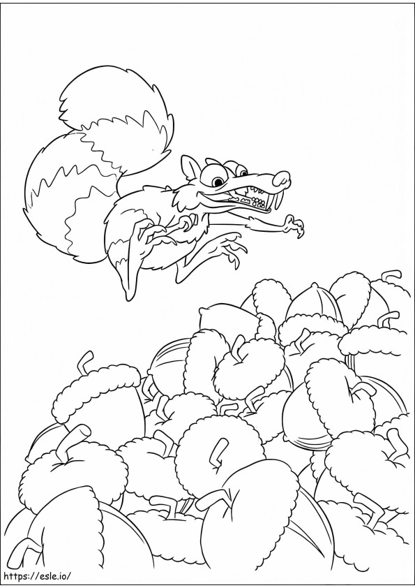 Scrat With Acorns coloring page