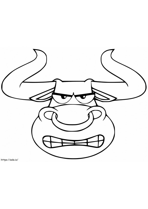 Coloriage Tête de taureau de dessin animé à imprimer dessin