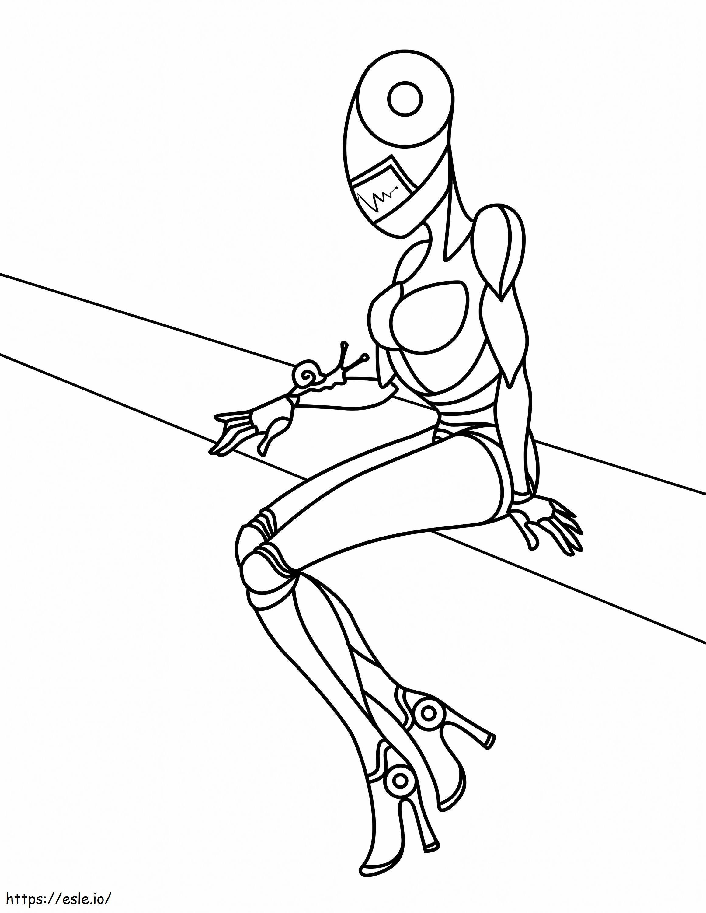 Lady Robot Snail coloring page