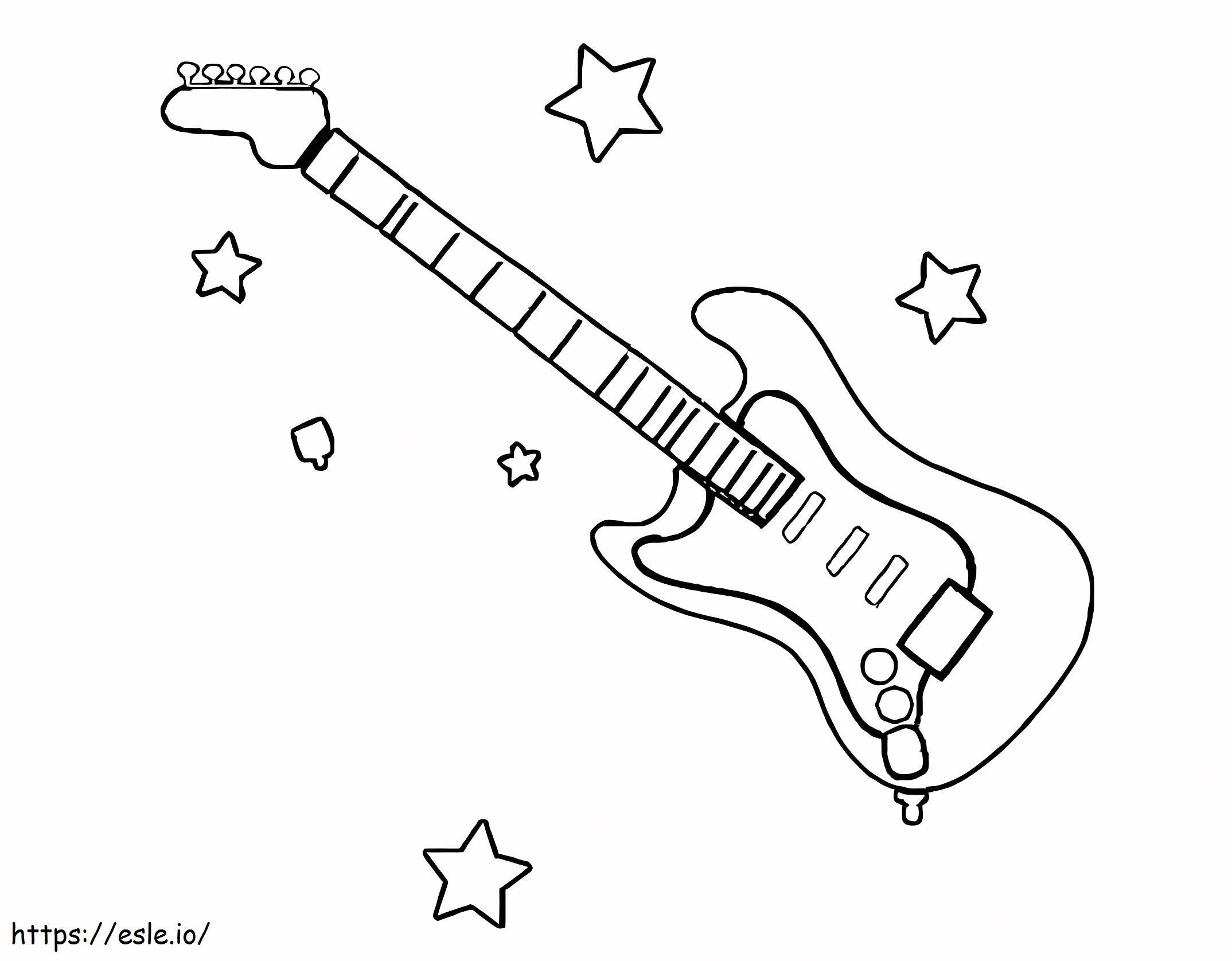 Guitarra eléctrica y estrella. para colorear