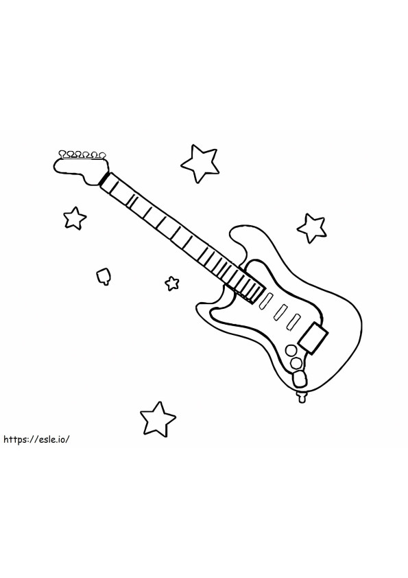 Guitarra eléctrica y estrella. para colorear