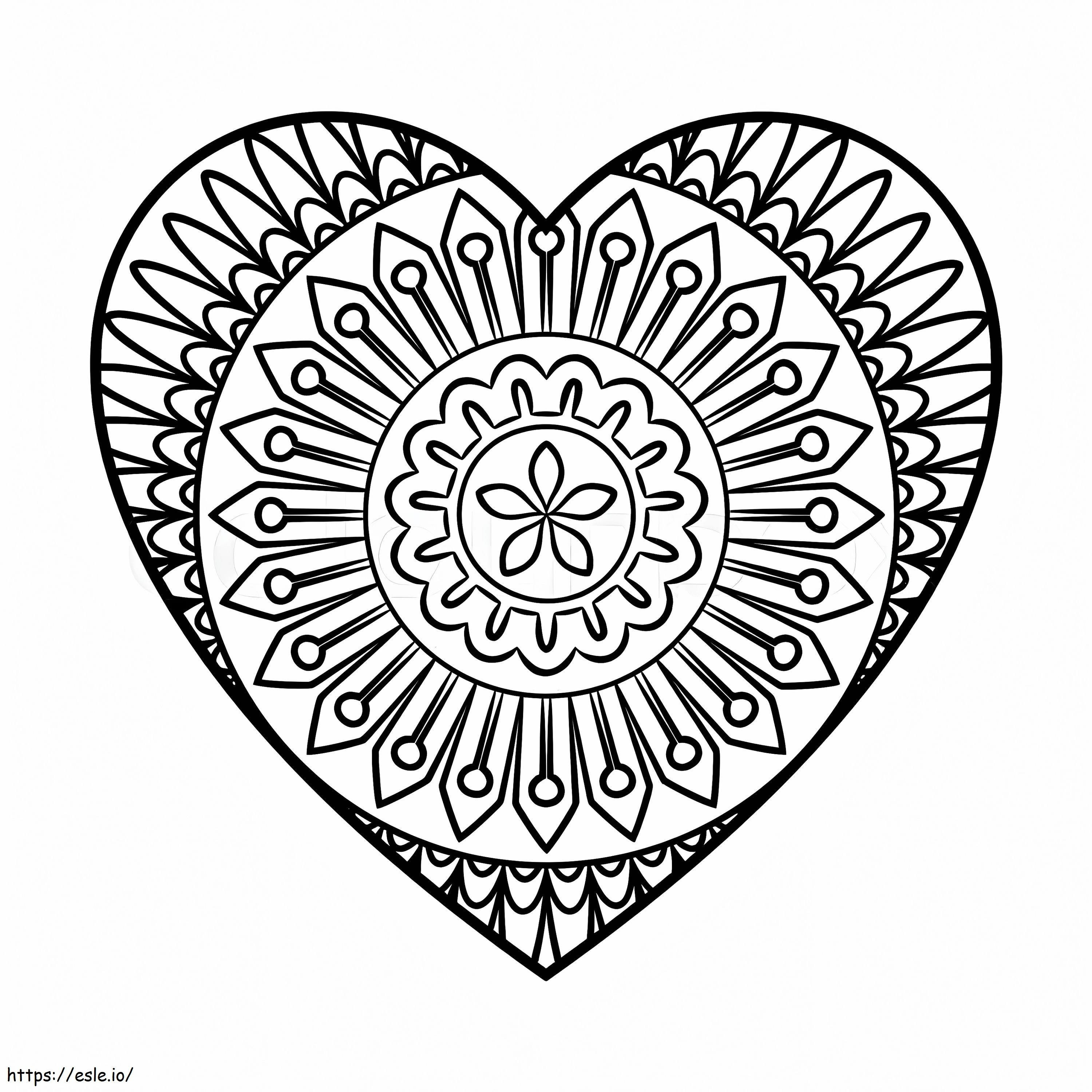 Kalp Mandala Boyama Sayfası 2 boyama