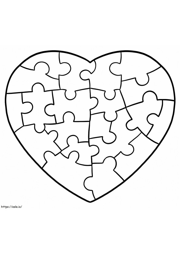 Jigsaw Puzzle Heart coloring page
