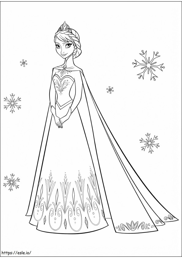 Coloriage La reine des neiges Elsa sourit à imprimer dessin