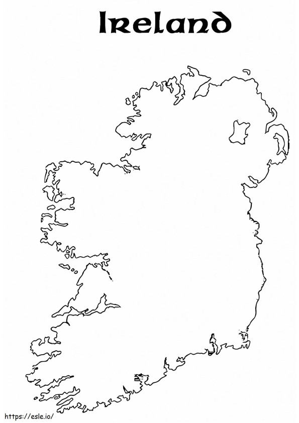 Kaart van Ierland 1 kleurplaat