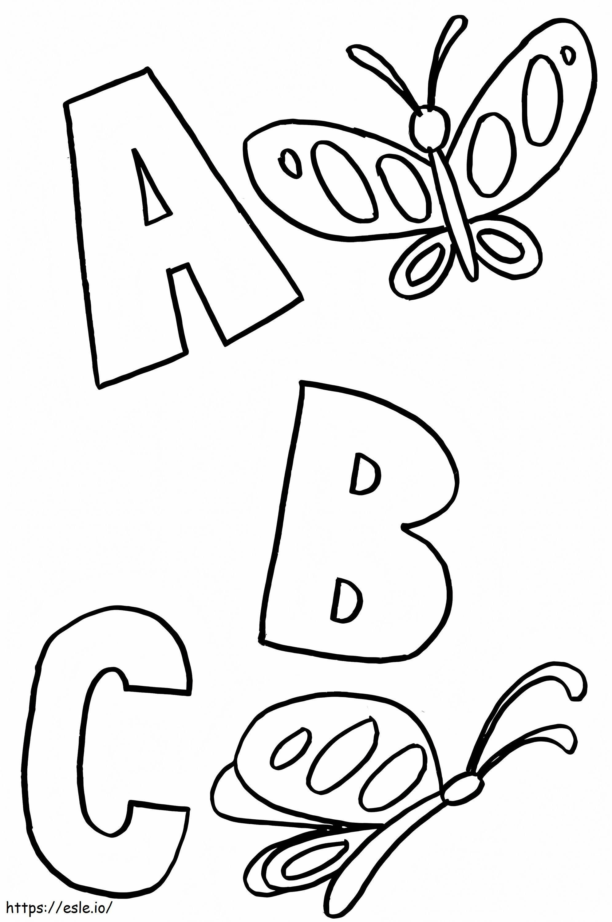Borboletas com ABC para colorir