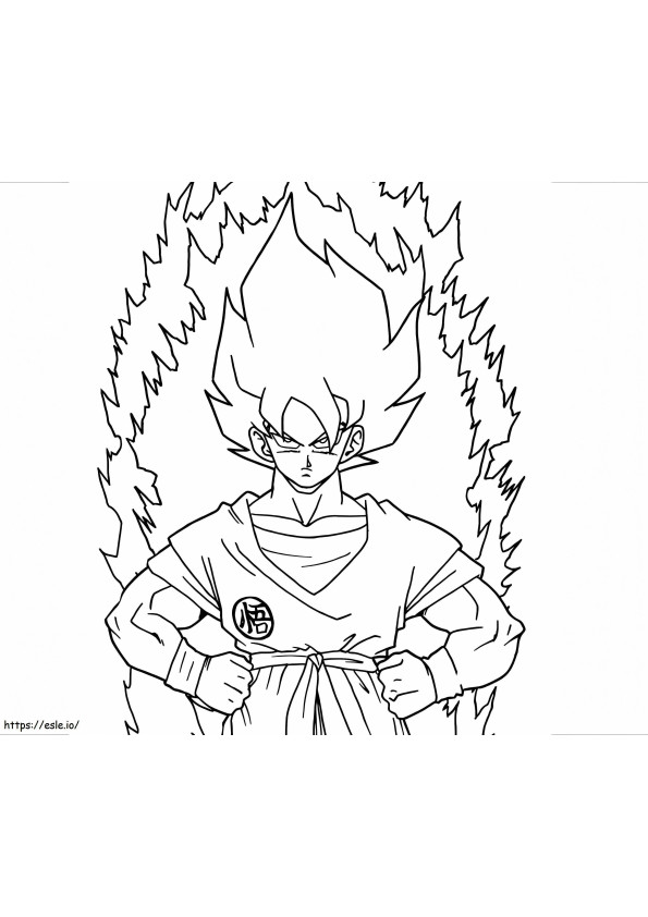 Sterke zoon Goku kleurplaat