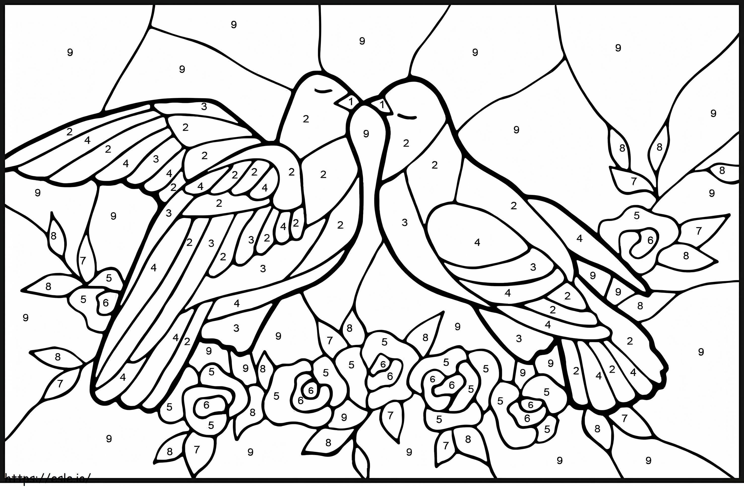 Coloriage Couleur De Pigeon Par Numéro à imprimer dessin