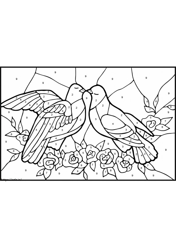 Pigeon Color By Number coloring page
