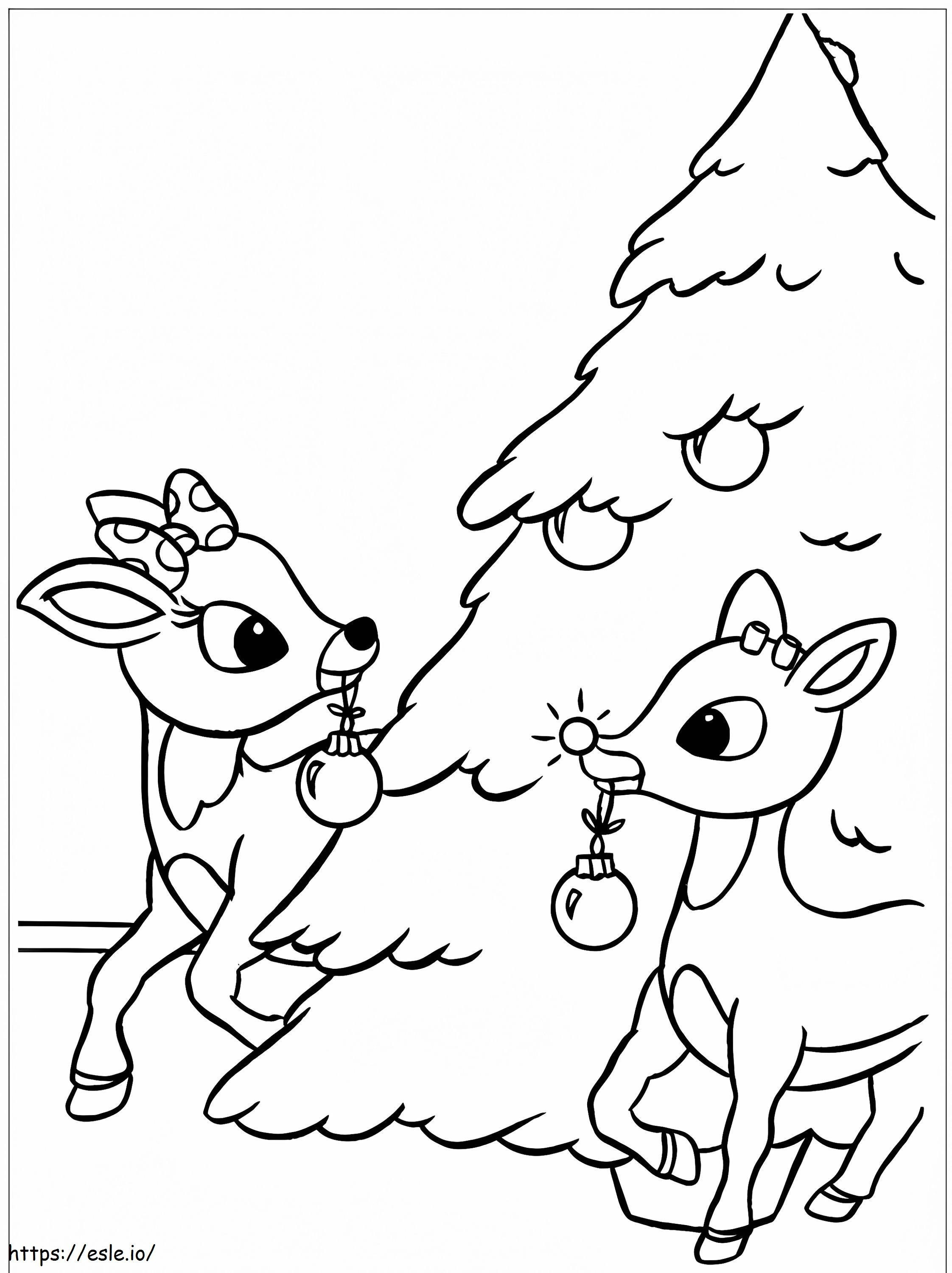 Rudolph la renna dal naso rosso da colorare