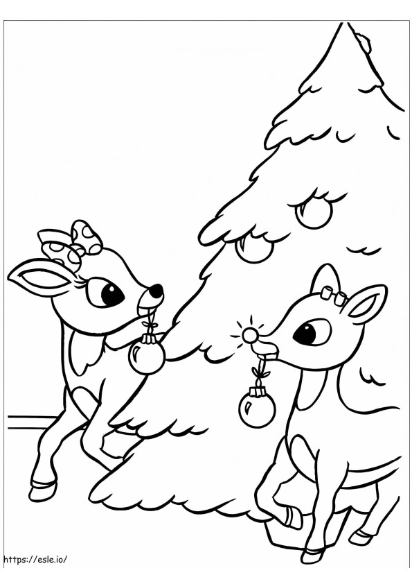 Rudolph, a rena do nariz vermelho para colorir