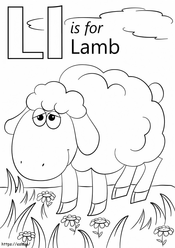 Lamb Letter L coloring page